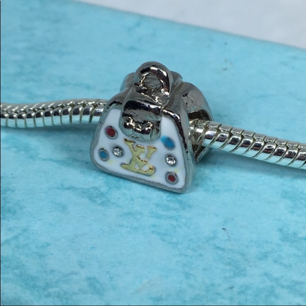 Sterling Designer handbag monogram purse charm